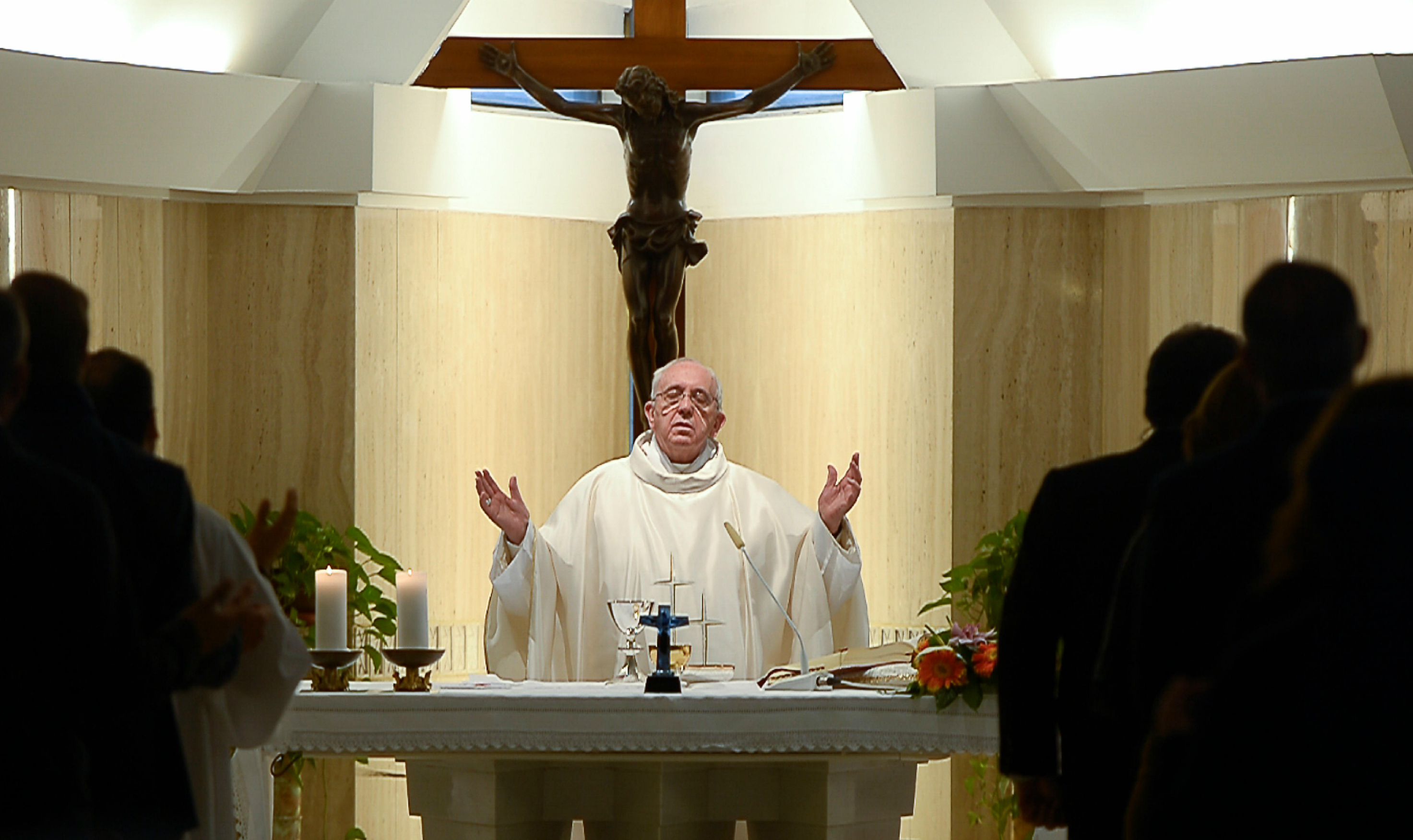 Pope Francis celebrating Mass in Santa Marta on Monday 25th of May 2015