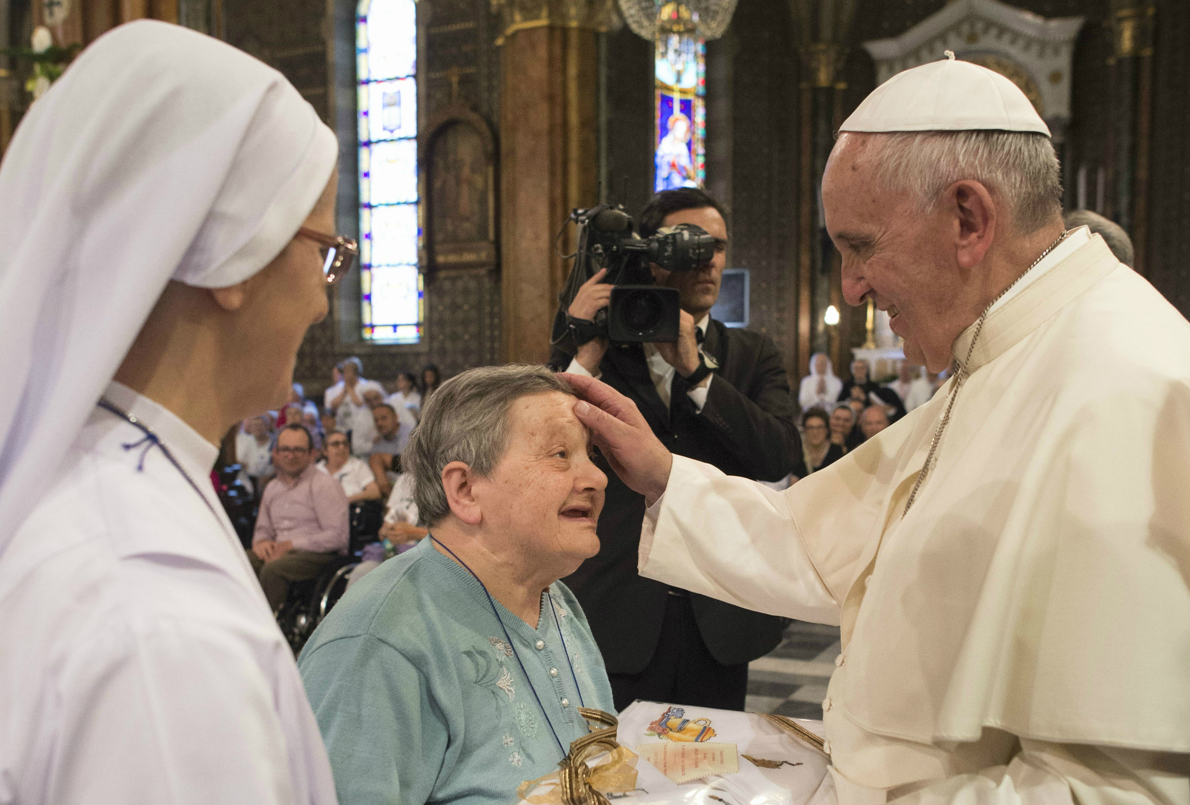 Pope Francis during his encounter with meets sick