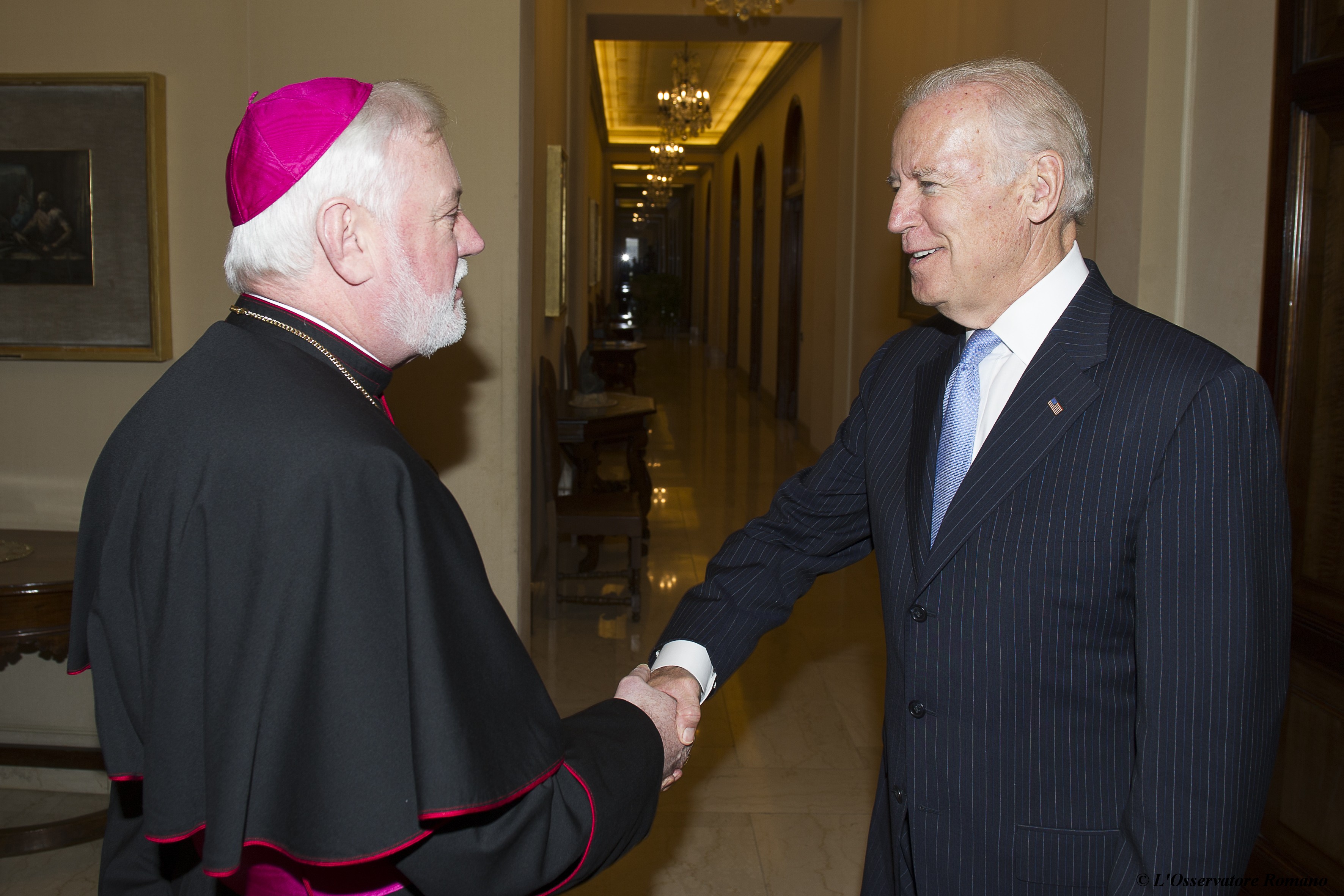 Archbishop Paul Richard Gallagher meets US-Vicepresident Joe Biden at the Vatican
