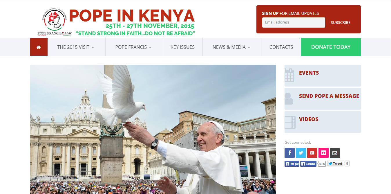 Screenshot site "Pope in Kenya"