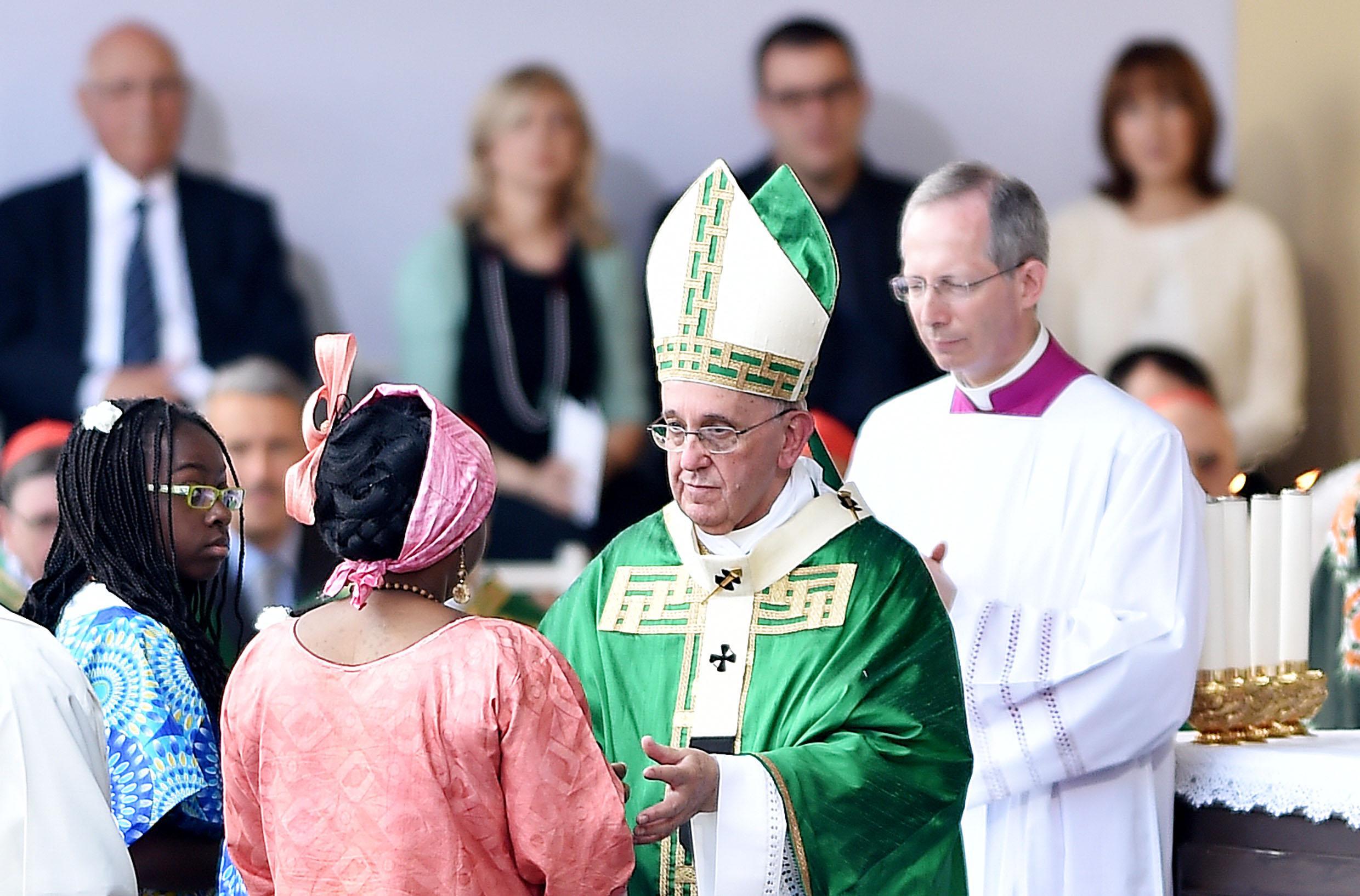 Pope Francis during Mass in Turin's Vittorio Veneto square
