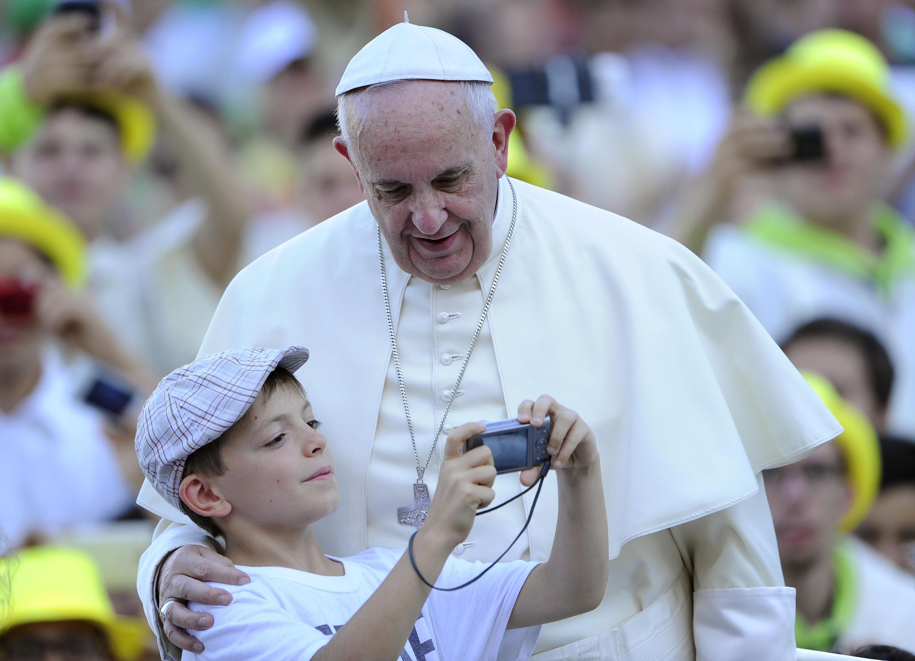 Pope Francis during the meeting with thousands of altar boys in St Peter's Square
