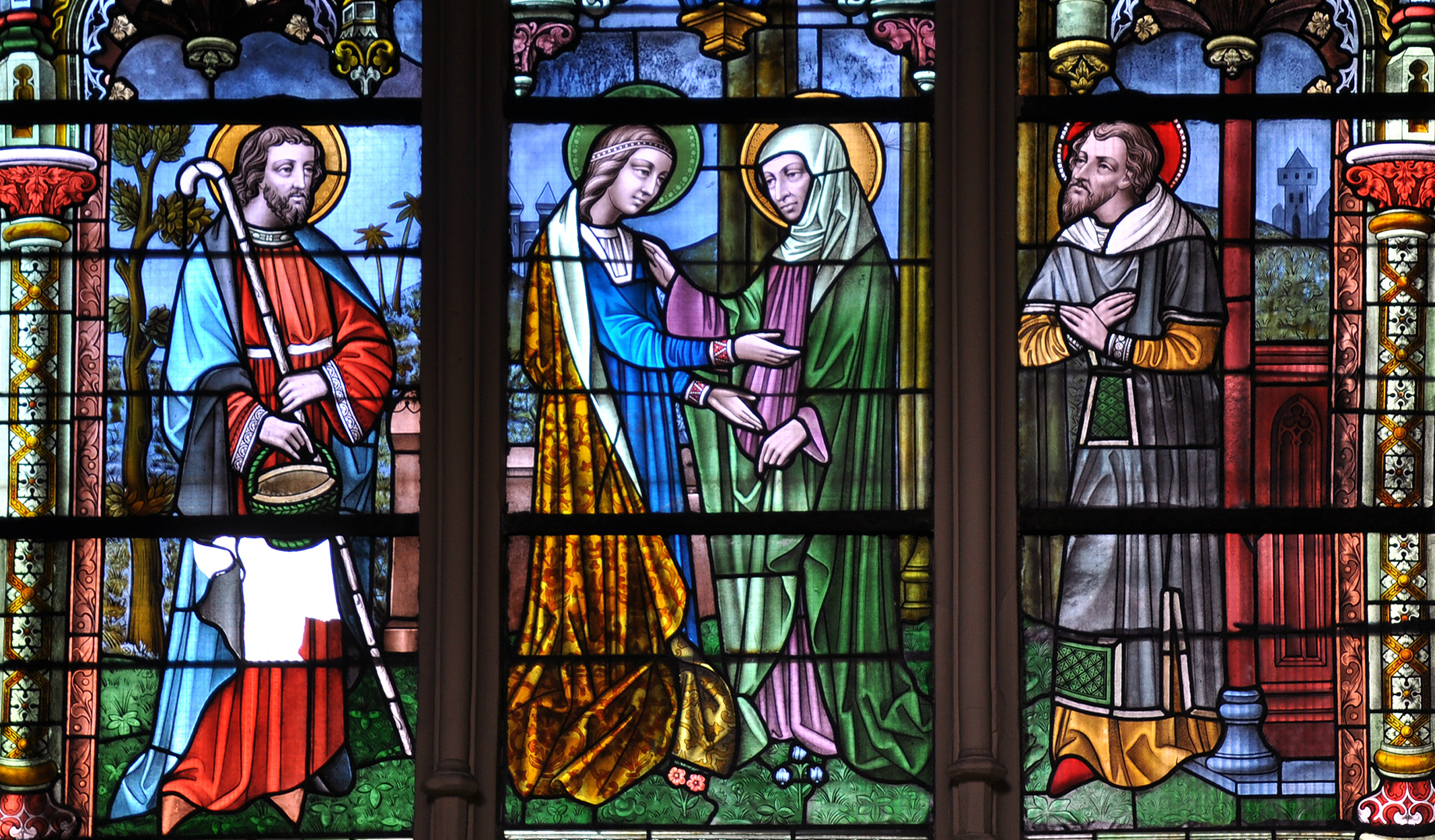 A stained glass window in Saint Jacques's Church