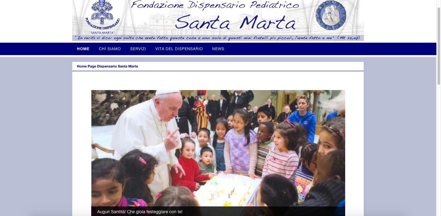 Website of the Dispensario Santa Marta