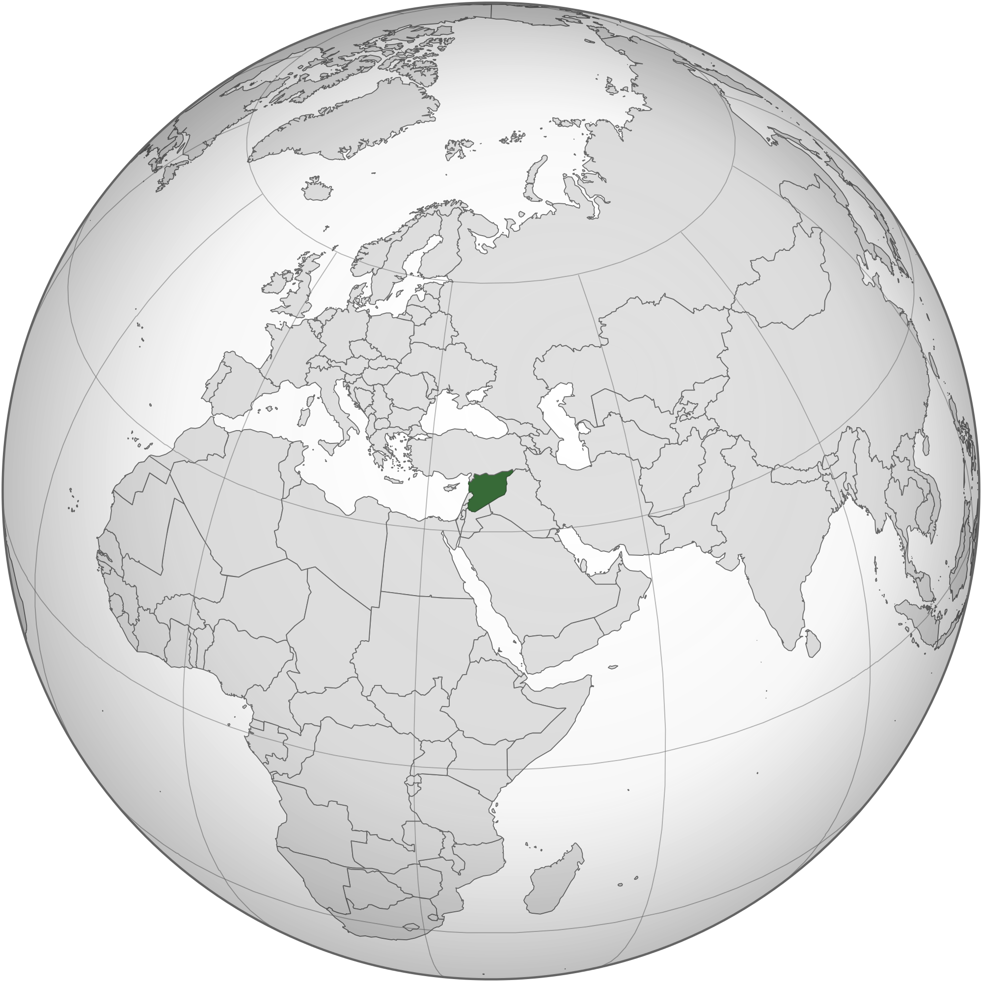 Map of Syria (orthographic projection)