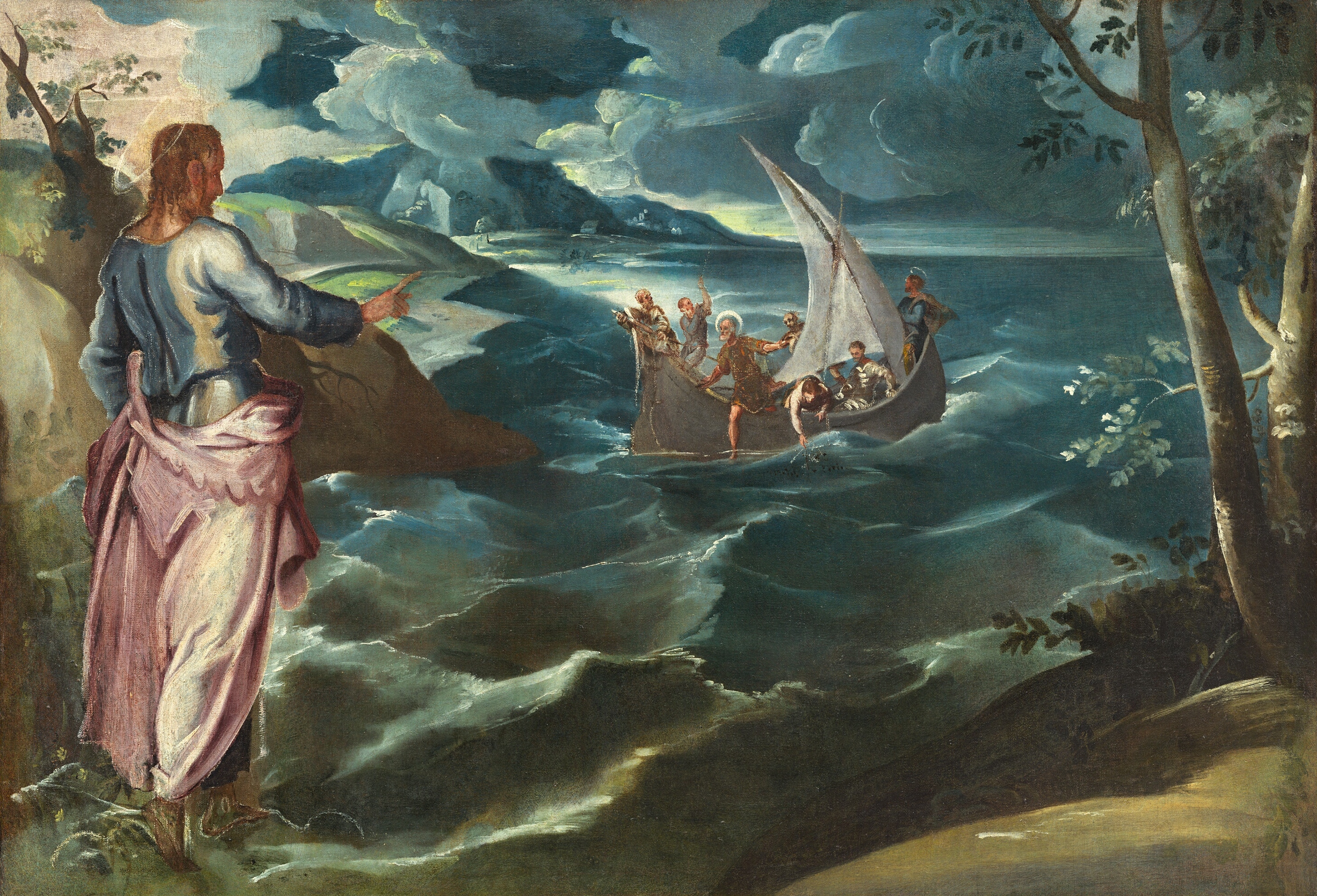 Chirst along Sea of Galilee by Tintoretto (1518-1594)