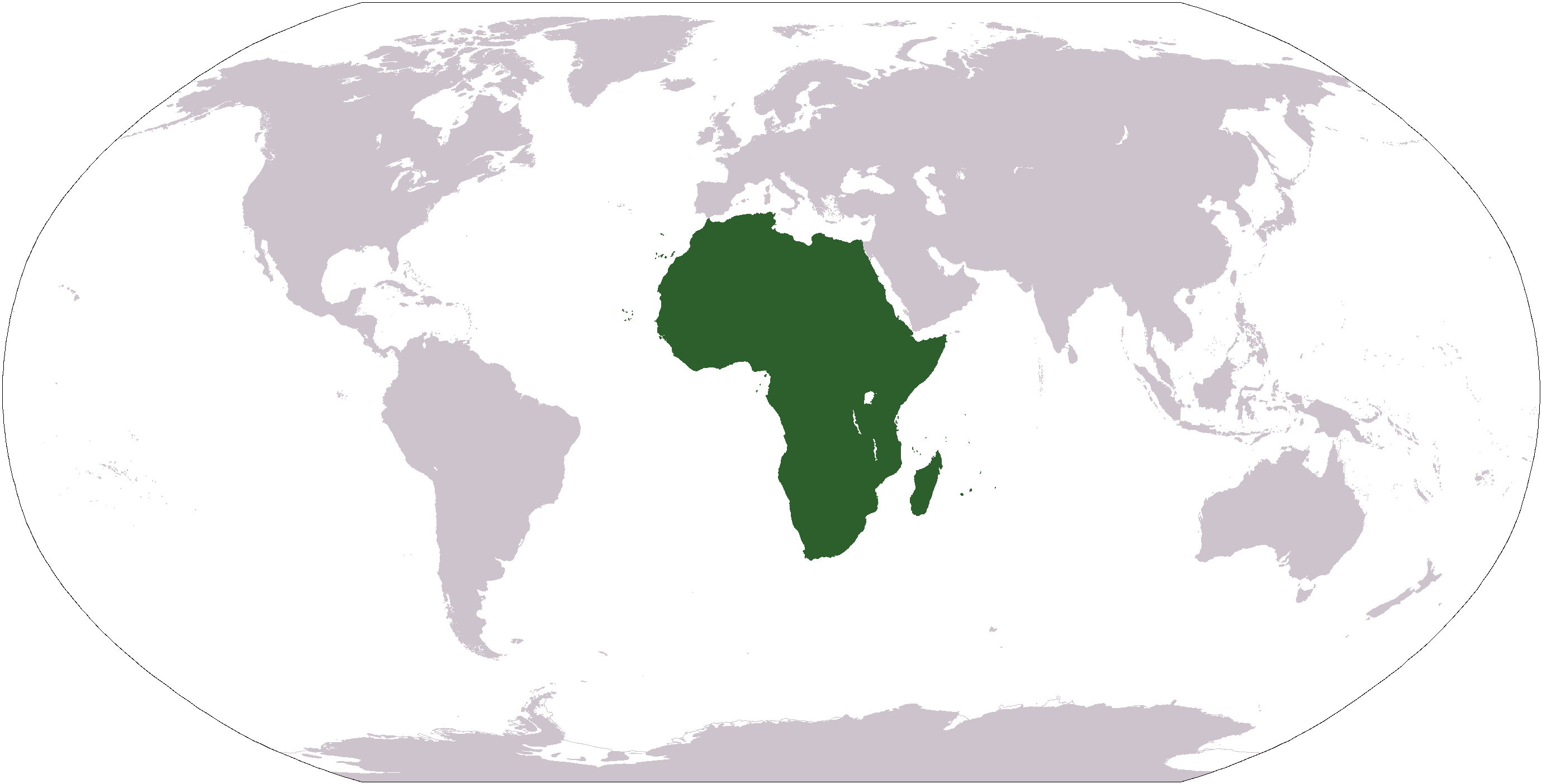 World map depicting the African continent