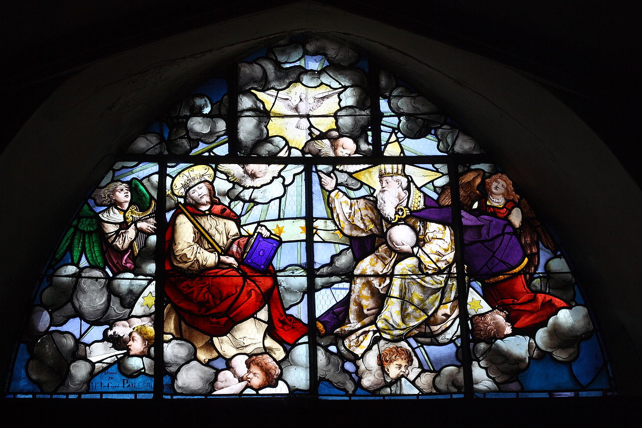 Stained glass window of the Holy Trinity