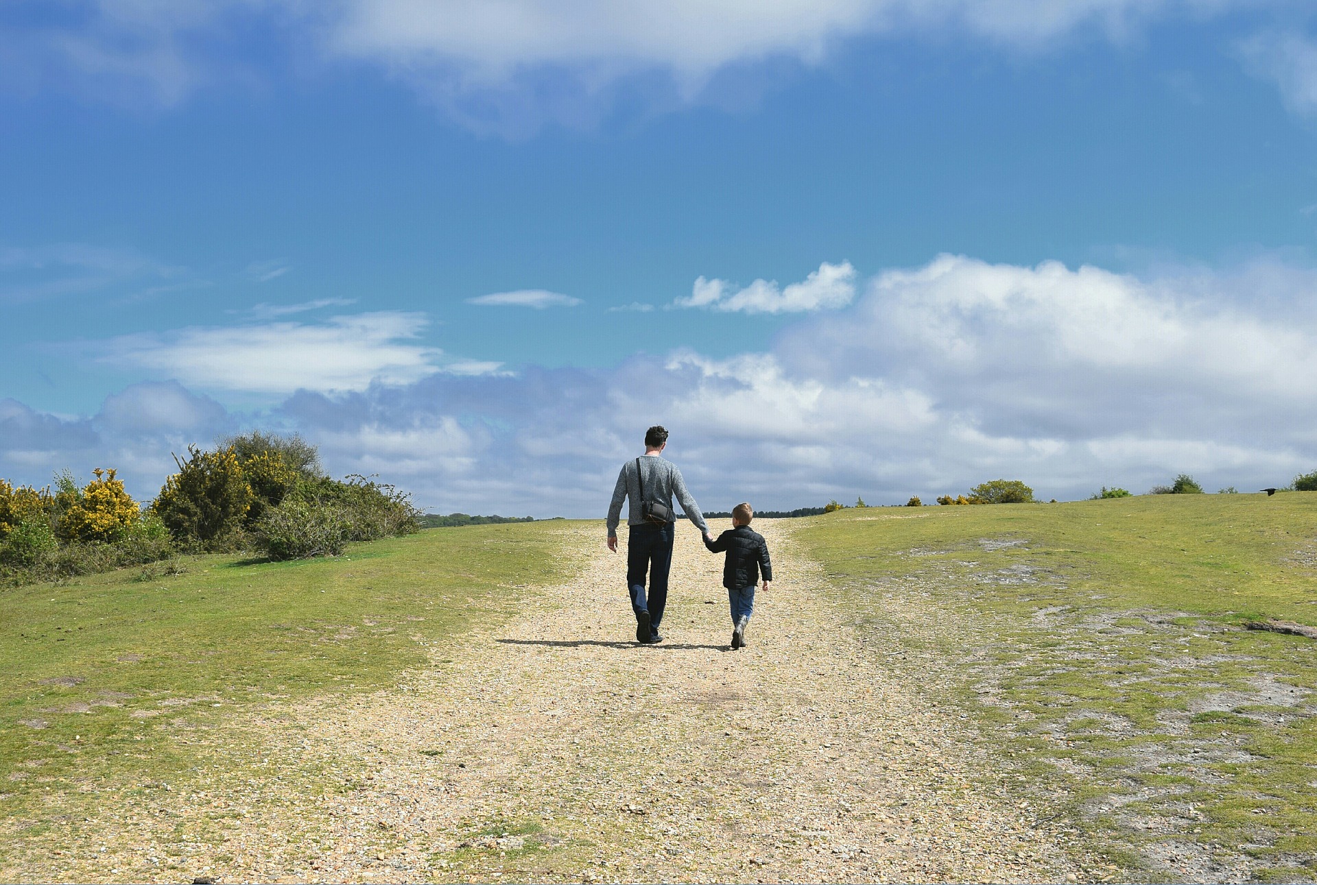 Padre e figlio passeggiano