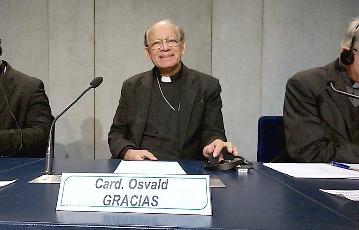 Cardinal Osvald Gracias during a briefing in the Holy See Pressroom - 22 Oct. 2015